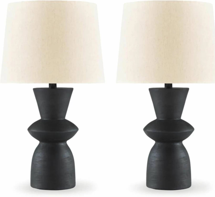 Signature Design by Ashley Scarbot Modern Distressed Black Table Lamp Set of 2 with 3-Way Switch