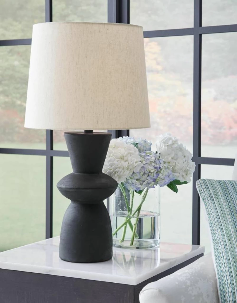 Signature Design by Ashley Scarbot Modern Distressed Black Table Lamp Set of 2 with 3-Way Switch