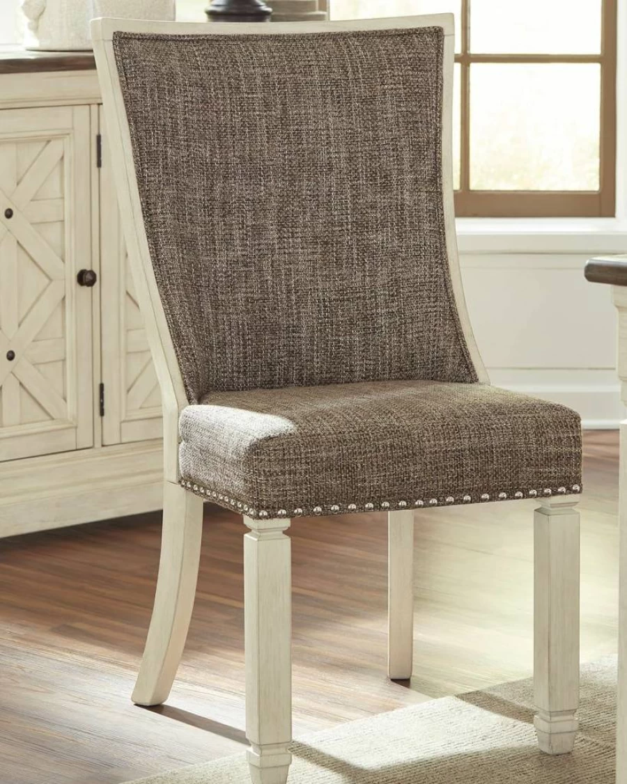 Signature Design by Ashley Tyler Creek Urban Farmhouse Dining Chairs - Set of 2, Almost Black Upholstered Seats