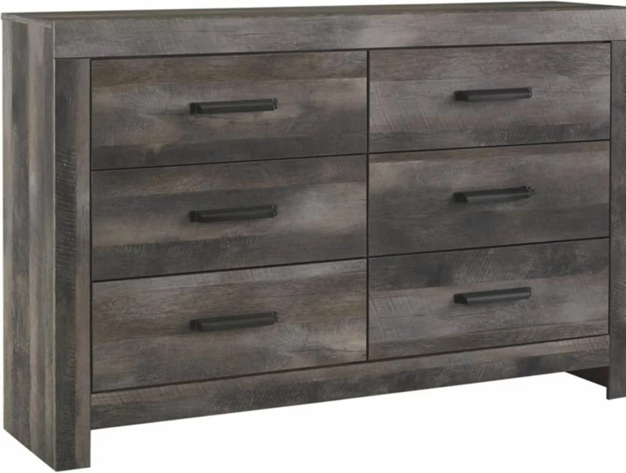 Signature Design by Ashley Wynnlow 6-Drawer Dresser in Weathered Gray - Rustic Wood Bedroom Chest of Drawers
