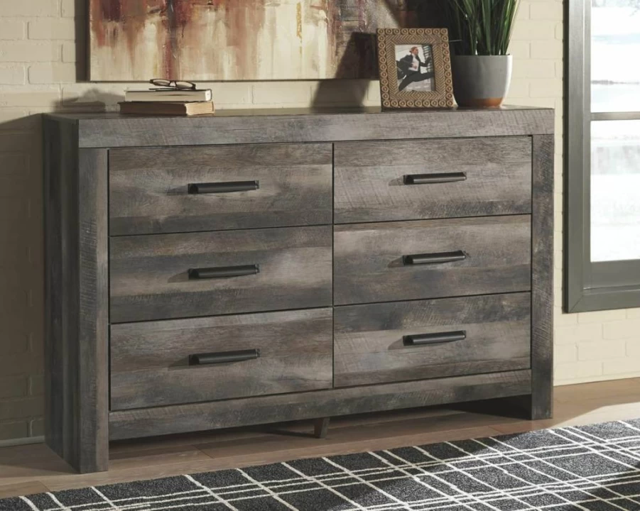 Signature Design by Ashley Wynnlow 6-Drawer Dresser in Weathered Gray - Rustic Wood Bedroom Chest of Drawers