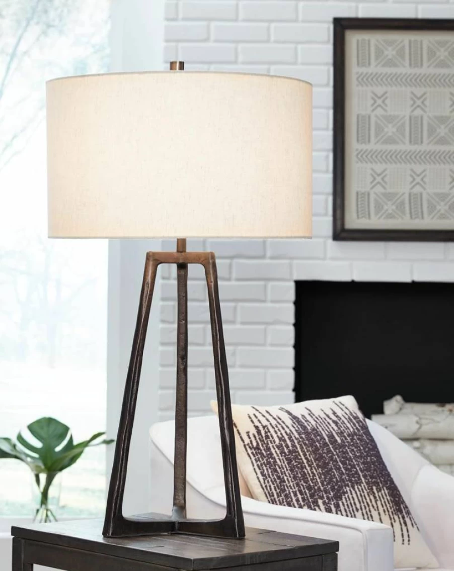 Signature Design by Ashley Wynlett 34.63" Antique Pewter Table Lamp for Casual Living Room Decor