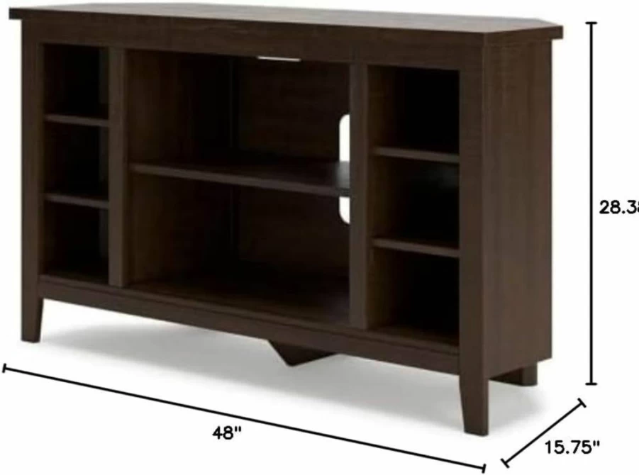 Signature Design by Ashley Dorrinson Modern Whitewash & Gray Corner TV Stand with Fireplace, Fits TVs Up to 48 Inches
