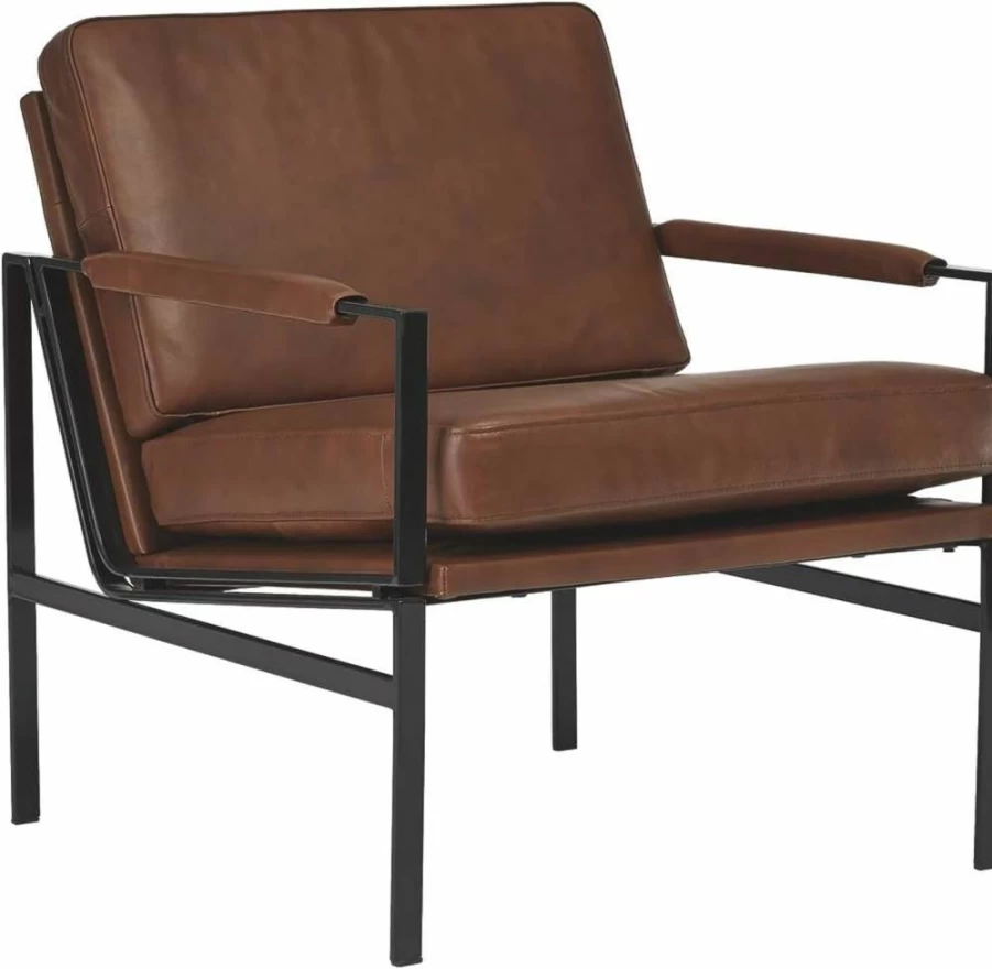 Signature Design by Ashley Puckman Mid-Century Modern Leather Accent Chair in Brown - Stylish Comfort for Your Living Space