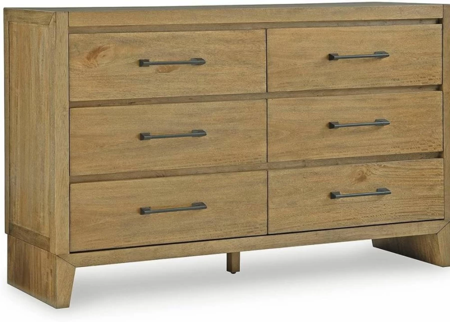 Signature Design by Ashley Sherbana 6-Drawer Light Brown Dresser with Safety Stop & Felt-Lined Drawers, Casual Bedroom Chest