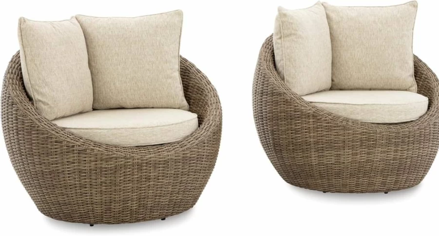 Signature Design by Ashley Danson Light Brown Swivel Lounge Chair with Cushion, 2-Piece Set