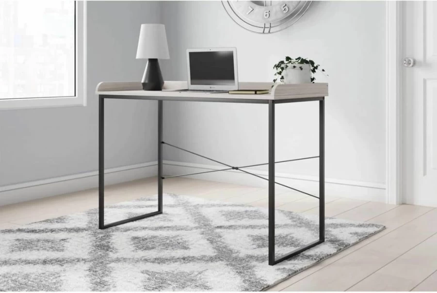 Signature Design by Ashley Bayflynn Modern L-Shaped Desk in White & Black - Stylish Home Office Furniture