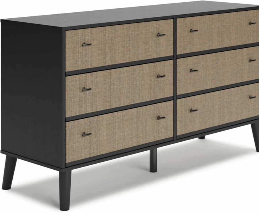 Signature Design by Ashley Piperton 6-Drawer Dresser in White & Light Brown - Stylish Bedroom Chest