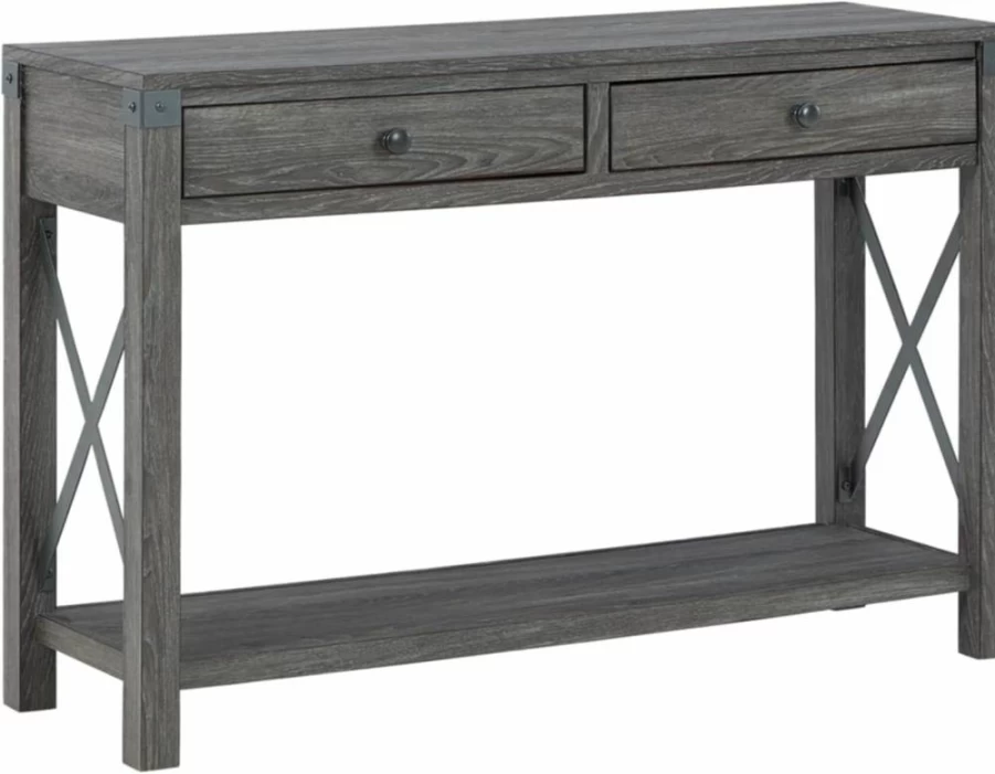 Signature Design by Ashley Freedan Rustic Farmhouse Gray Console Table - Sofa Table for Living Room Entryway Hallway