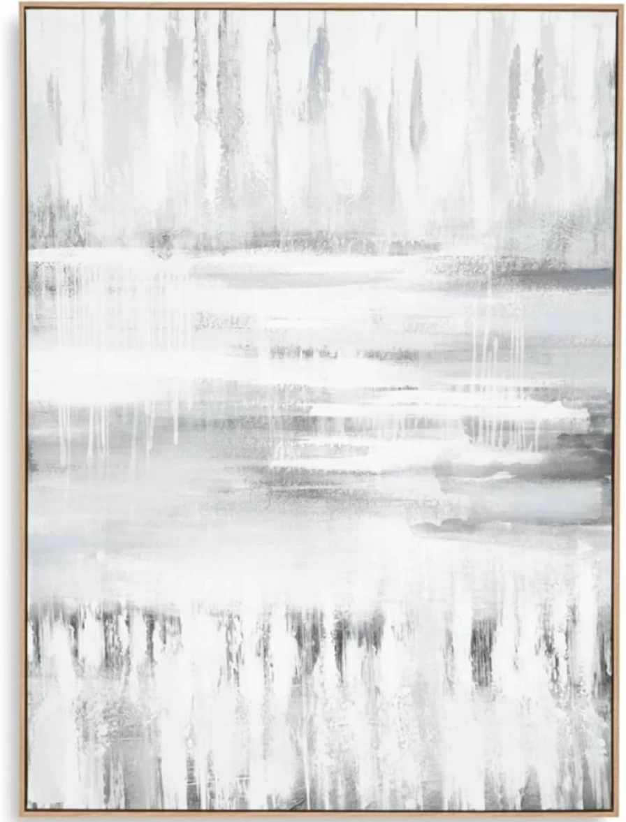 Signature Design by Ashley Estonbrook Framed Canvas Wall Art 47x36 Inches - Modern Light Gray & White Contemporary Painting for Home Decor