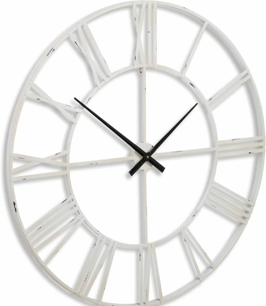 Signature Design by Ashley Paquita 36" Round Vintage Roman Numeral Wall Clock in Antique Gray