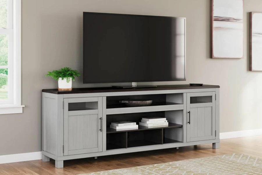 Signature Design by Ashley Foyland Modern TV Stand with Fireplace, Light Brown & Black Entertainment Center for TVs Up to 83 Inches