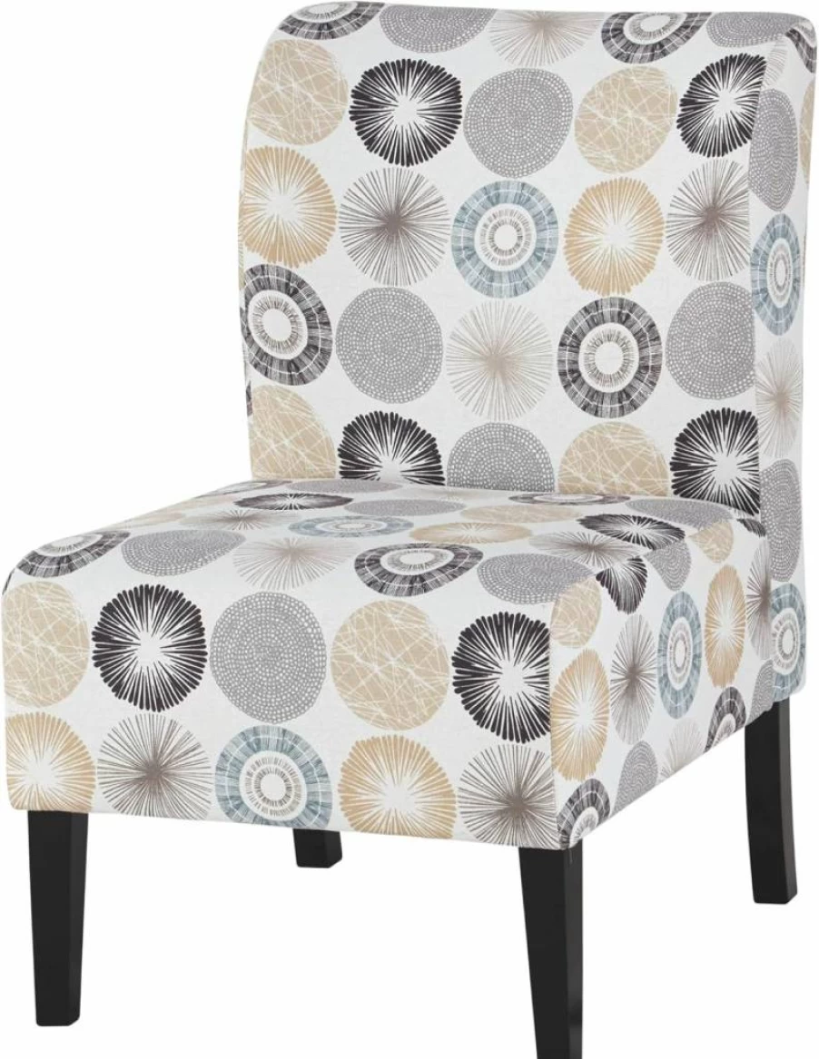 Signature Design by Ashley Triptis Floral Accent Chair - Armless Living Room Seating in White, Blue & Gray