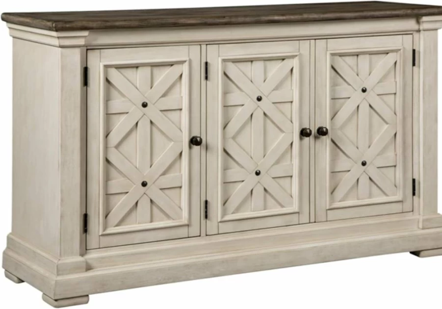 Signature Design by Ashley Bolanburg Two-Tone French Country Buffet Server, White & Brown Distressed Finish
