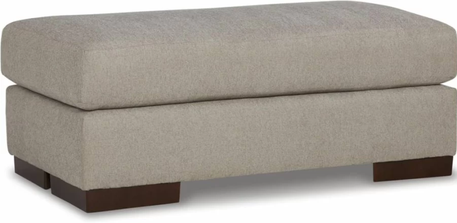 Signature Design by Ashley Maggie Contemporary Off White Fabric Accent Ottoman Footrest Stool