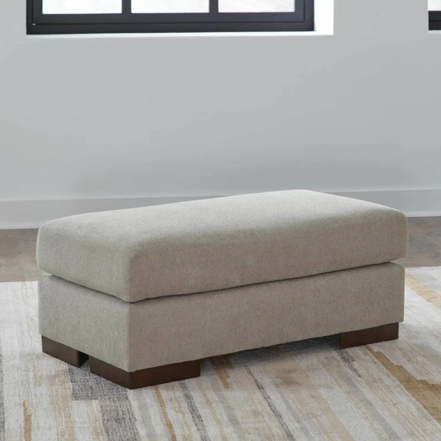 Signature Design by Ashley Maggie Contemporary Off White Fabric Accent Ottoman Footrest Stool