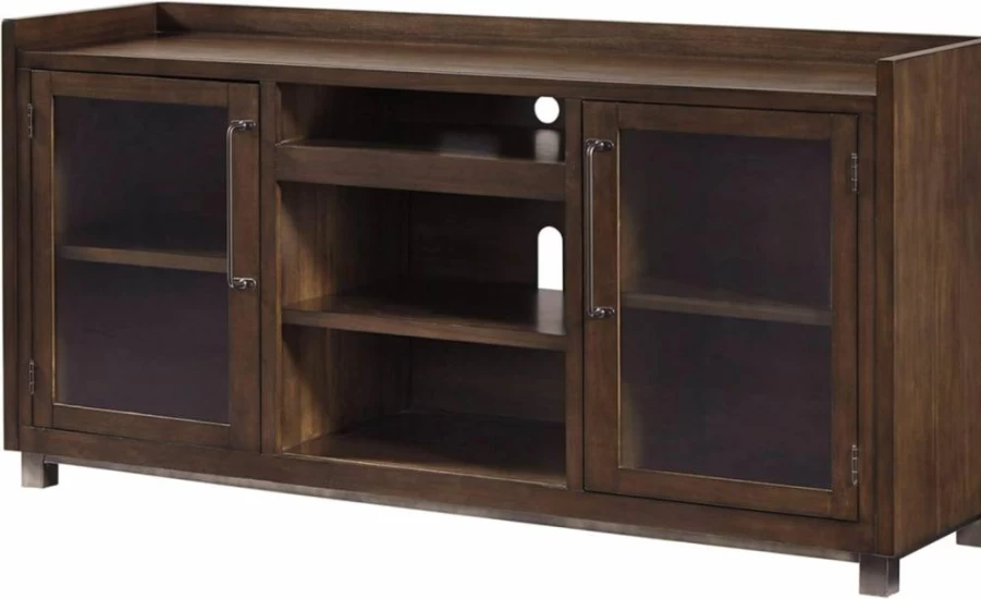 Signature Design by Ashley Starmore Urban TV Stand for 68-Inch TVs with 2 Glass Cabinets & Adjustable Shelves, Brown Storage Console