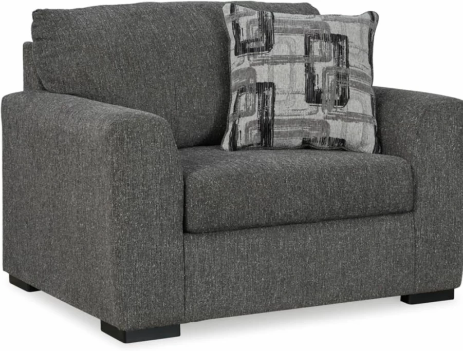 Signature Design by Ashley Gardiner Modern Oversized Upholstered Chair with Pillow, Gray Comfortable Lounge Seating