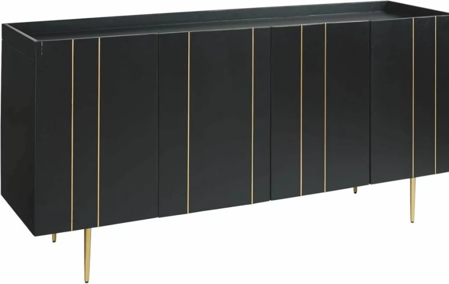 Signature Design by Ashley Kerrings Accent Cabinet - Modern Glam Brown, Black & White Console Table for Living Room