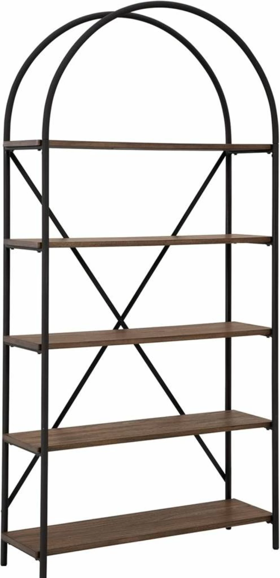 Signature Design by Ashley Galtbury Modern 5-Shelf Bookcase in Brown & Black - Mixed Media Storage Solution