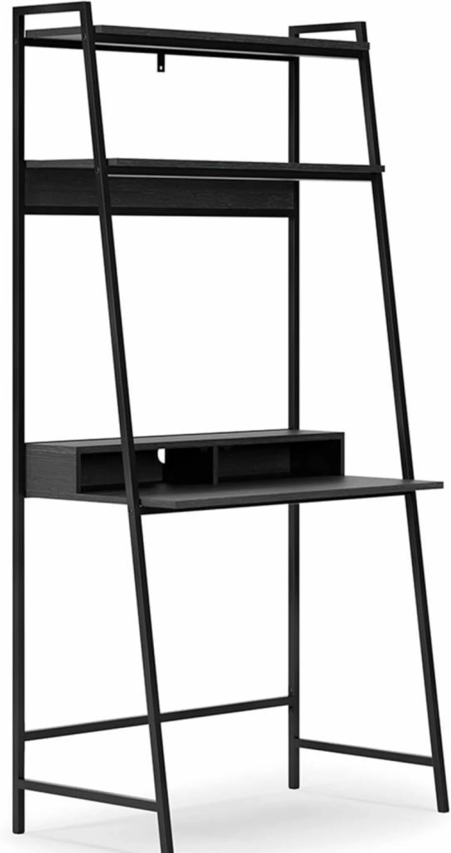 Signature Design by Ashley Yarlow Modern Black Home Office Desk with Storage Shelf