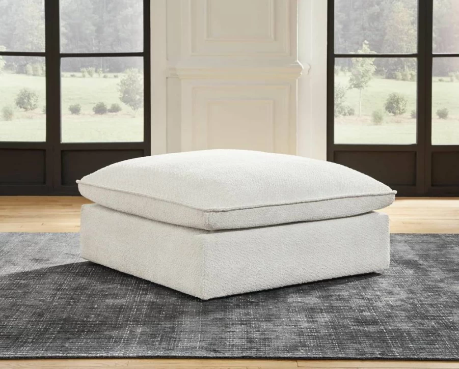 Signature Design by Ashley Gimma Modern Square Storage Ottoman Upholstered in Light Gray