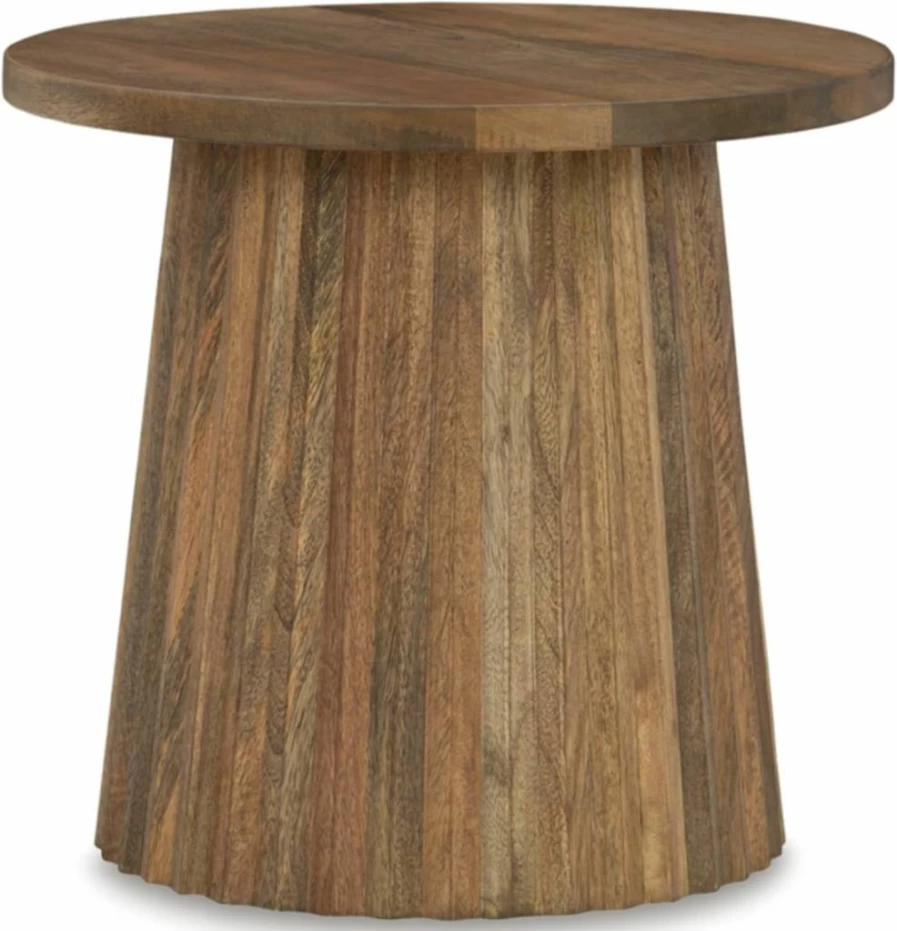 Signature Design by Ashley Ceilby Modern Accent Table - Fluted Base, Wire-Brushed Black Finish, Contemporary Side Table