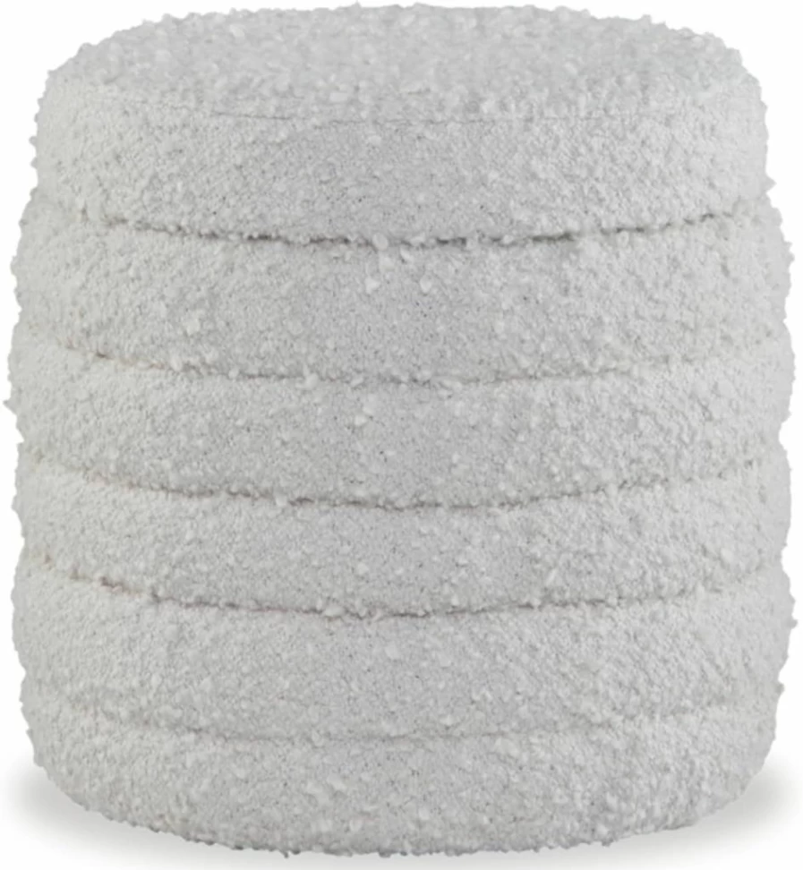 Signature Design by Ashley Duntler Modern White Round Upholstered Storage Ottoman with Removable Top