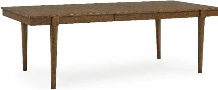 Signature Design by Ashley Lyncott Mid-Century Modern Extendable Dining Table with Removable Leaf in Dark Brown