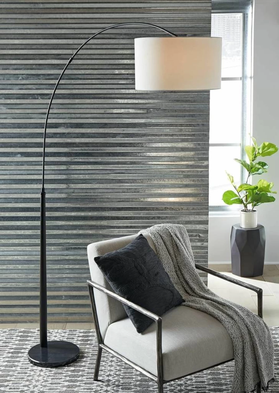 Signature Design by Ashley Veergate 85.5" Modern Black Metal Arc Floor Lamp for Living Room