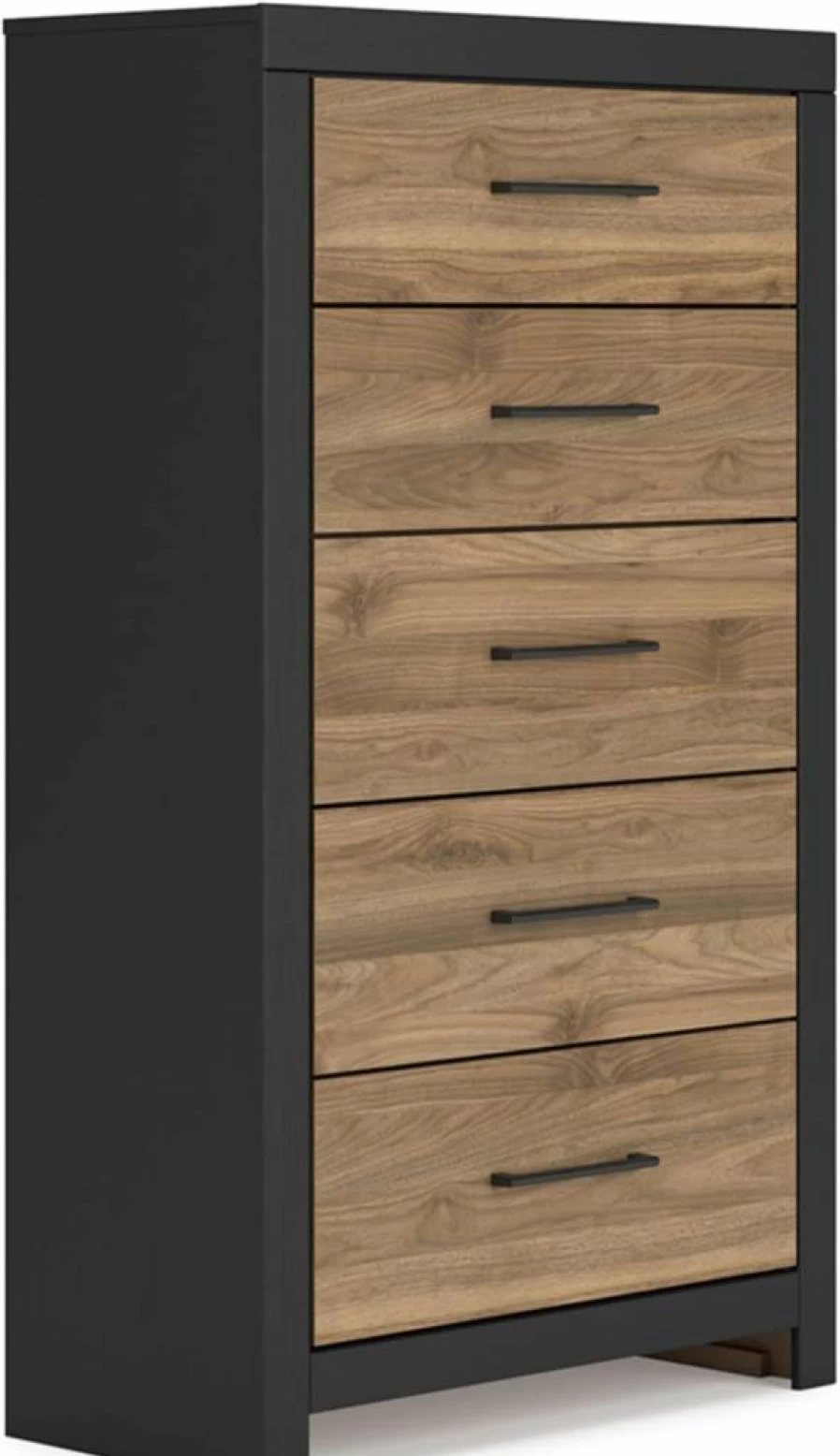 Signature Design by Ashley Charbitt 5-Drawer Wide Chest - White & Light Brown Dresser with Safety Stop for Bedroom