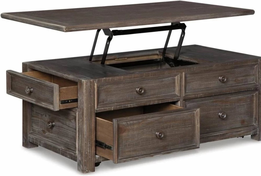 Signature Design by Ashley Bolanburg Farmhouse Coffee Table with Lift Top and Drawers in Antique Cream & Brown Finish