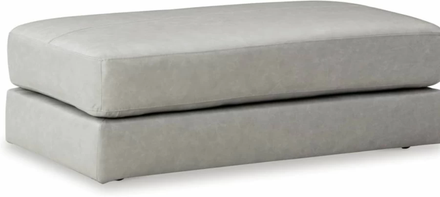 Signature Design by Ashley Amiata Black Leather Rectangular Ottoman - Firm Cushion Contemporary Footrest Stool