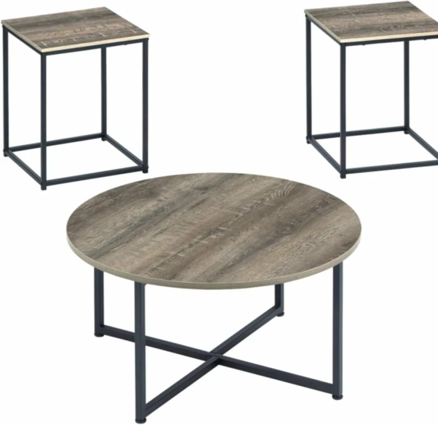 Signature Design by Ashley Wadeworth Urban 3-Piece Coffee Table Set - Wood Grain Brown & Black Living Room Furniture
