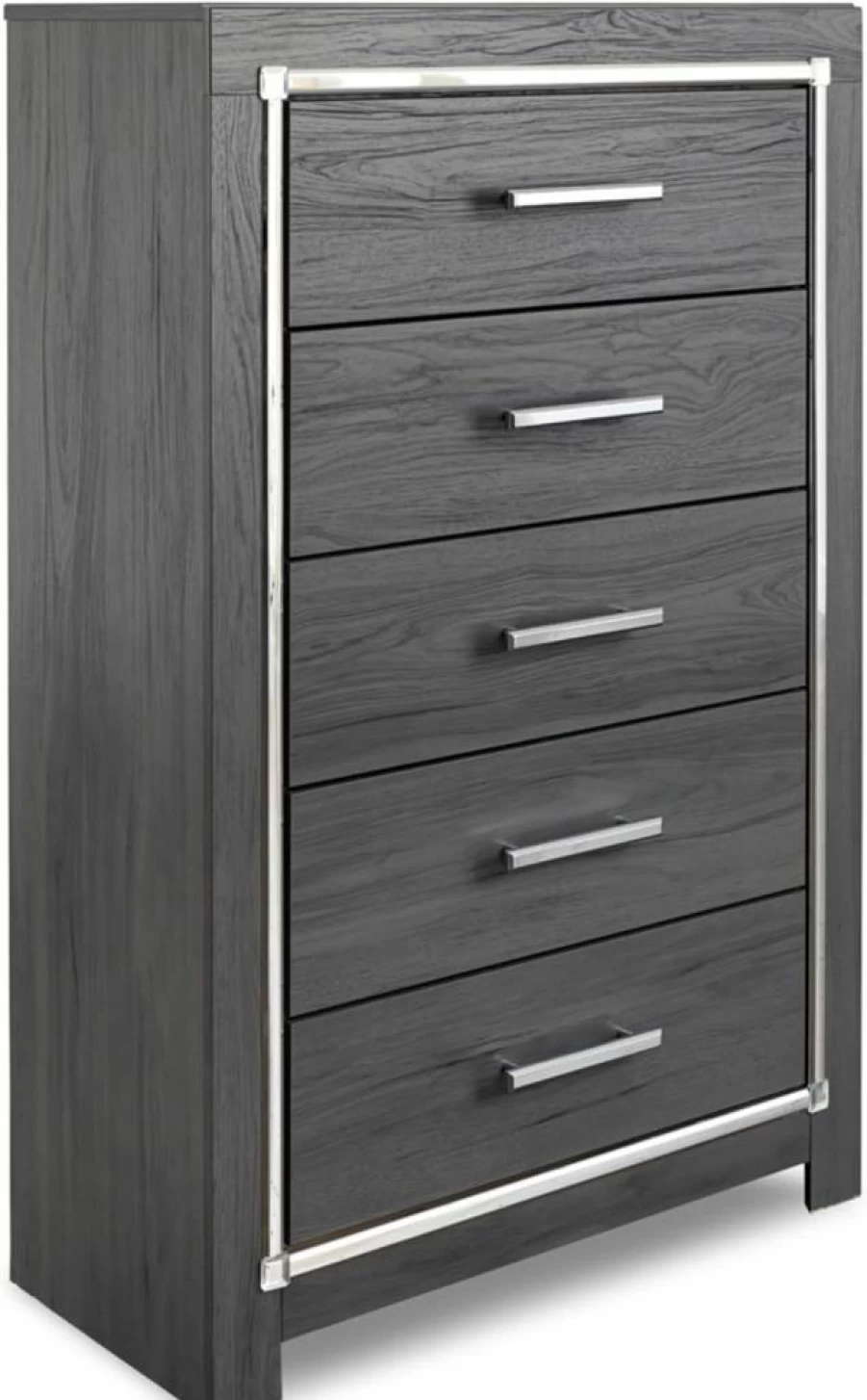 Signature Design by Ashley Zyniden Glam 6-Drawer Dresser with Safety Stop, Chrome Finish for Modern Bedroom Storage