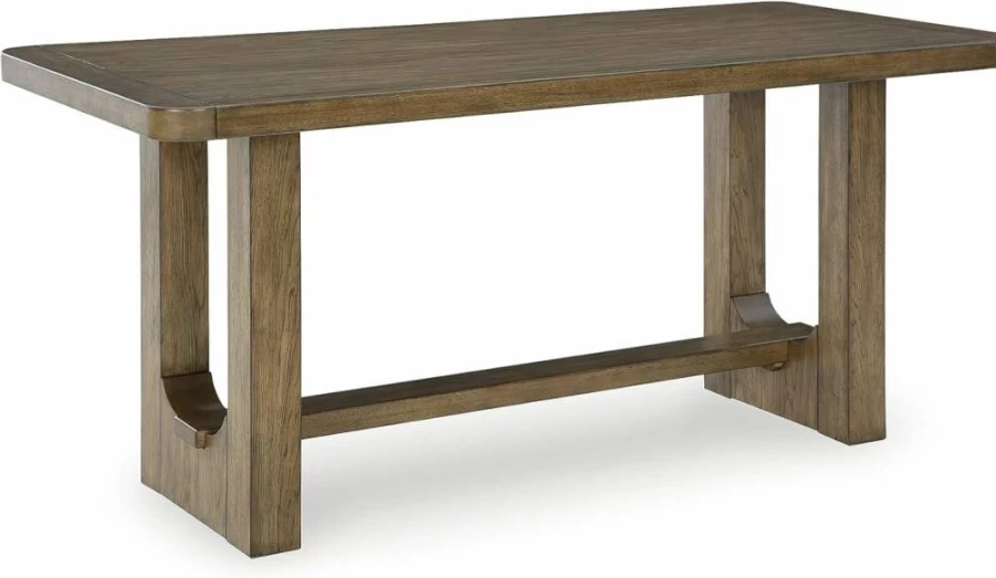 Signature Design by Ashley Cabalynn Light Brown Counter Height Dining Table with Trestle Base, Casual Style