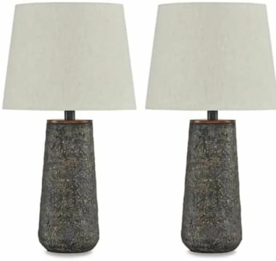 Signature Design by Ashley Chaston Modern Table Lamp Set - 2-Piece Antique Bronze Finish, Casual Lighting for Home Decor