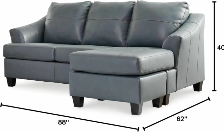 Signature Design by Ashley Genoa Modern Blue Leather Sectional Sofa with Chaise Lounge
