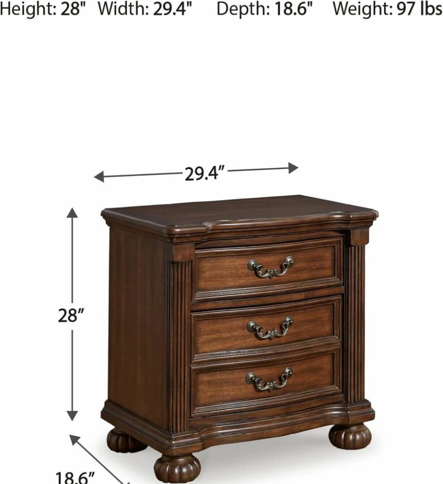 Signature Design by Ashley Lavinton 28" Dark Brown Nightstand with 2 Drawers for Bedroom