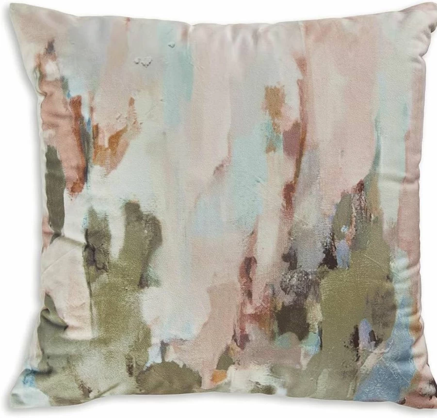 Signature Design by Ashley Lauretwood Square Decorative Pillow in Pink and Green