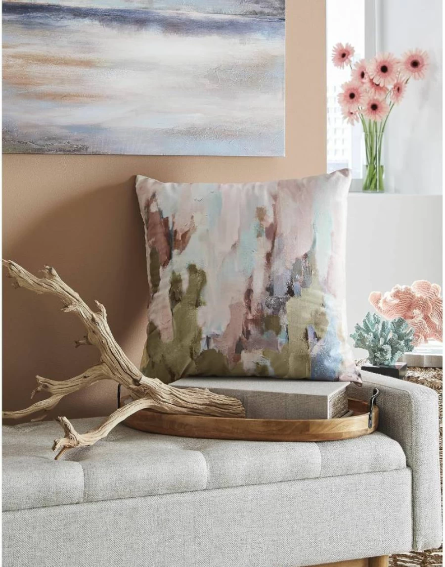 Signature Design by Ashley Lauretwood Square Decorative Pillow in Pink and Green
