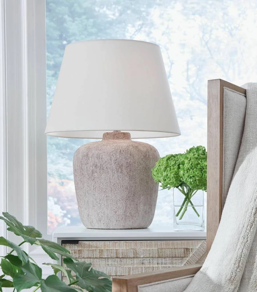 Signature Design by Ashley Danry Industrial Table Lamp - Distressed Metal Finish, 3-Way Switch, White & Light Brown