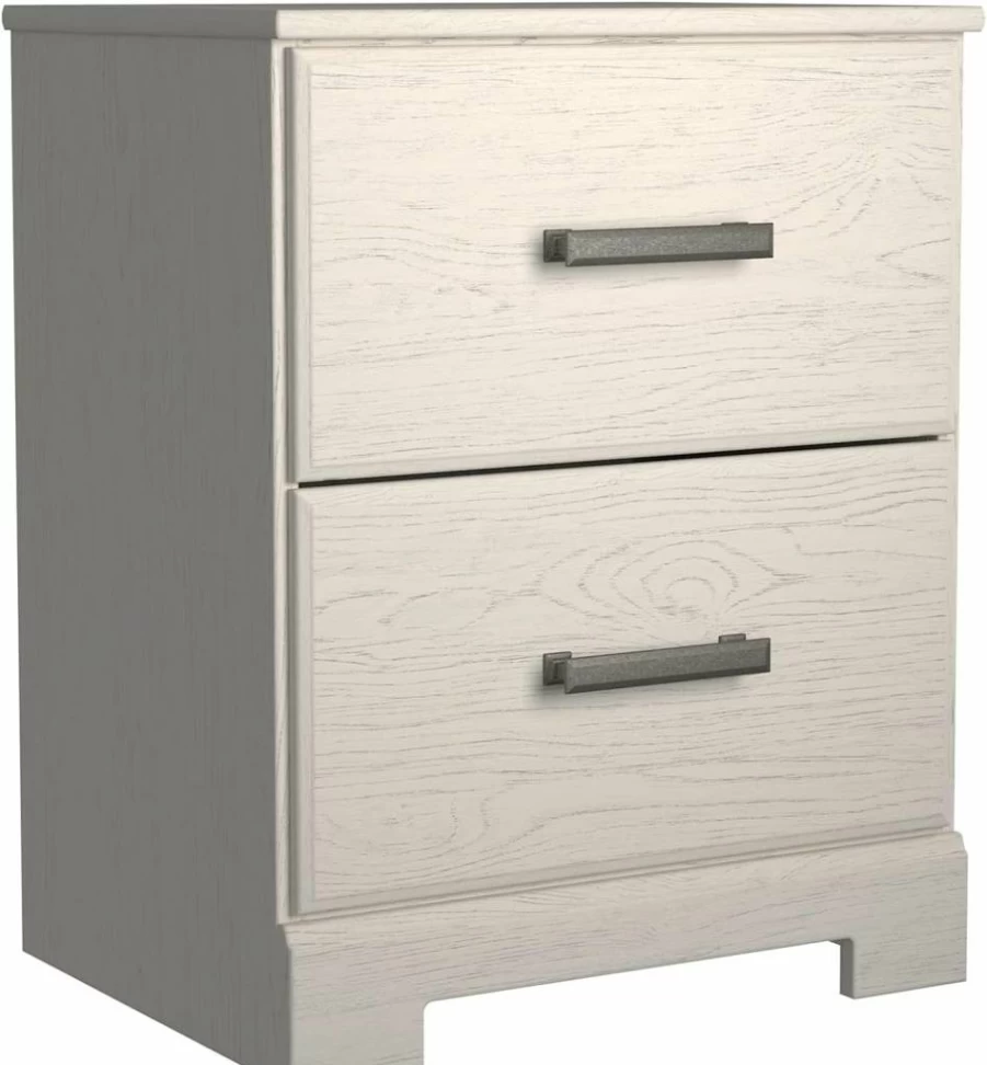 Signature Design by Ashley Belachime Modern 2-Drawer Nightstand, Black Finish, 24.41" Height, Contemporary Bedside Table