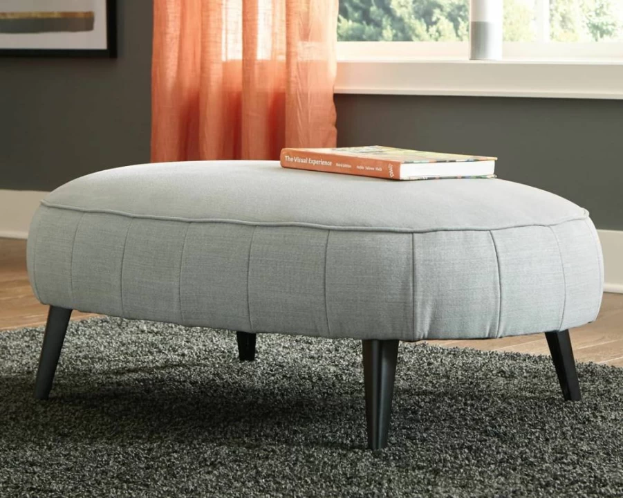 Signature Design by Ashley Hollyann Mid-Century Modern Oversized Gray Ottoman Storage Bench