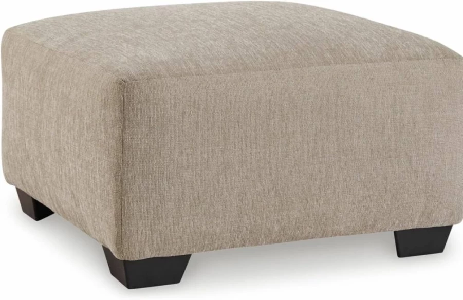Signature Design by Ashley Brogan Bay Modern Square Accent Ottoman - Light Brown Upholstered Oversized Footrest Stool
