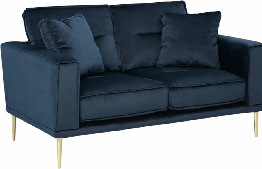 Signature Design by Ashley Macleary Modern Velvet Sofa with Brass Legs - Green Glam Living Room Couch