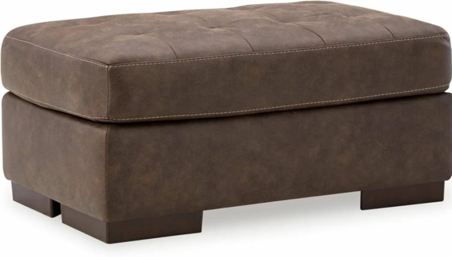 Signature Design by Ashley Maderla Tufted Rectangular Ottoman in Dark Brown - Classic Footrest and Storage Bench