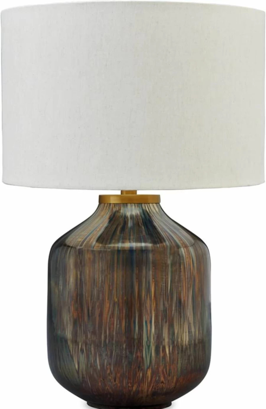 Signature Design by Ashley Jadstow 23.5" Modern Glass Table Lamp in White & Dark Brown - Contemporary Lighting for Home & Office