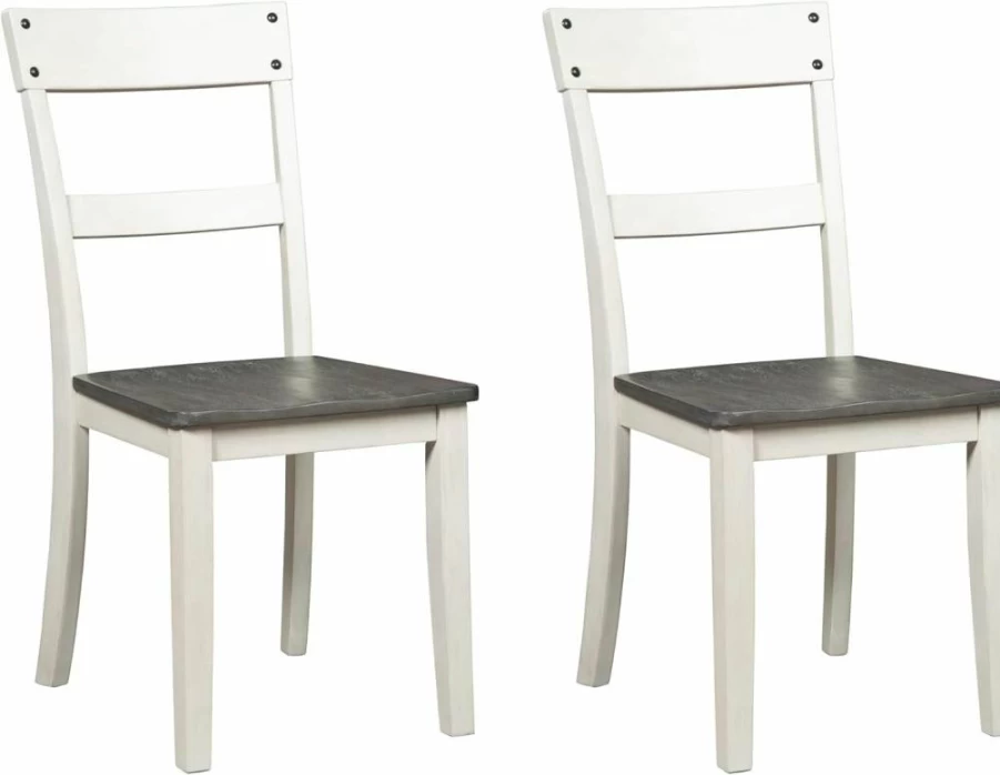 Signature Design by Ashley Loratti Modern Farmhouse Weathered Wood Dining Chairs - Set of 2, Gray, 18 Inch Height