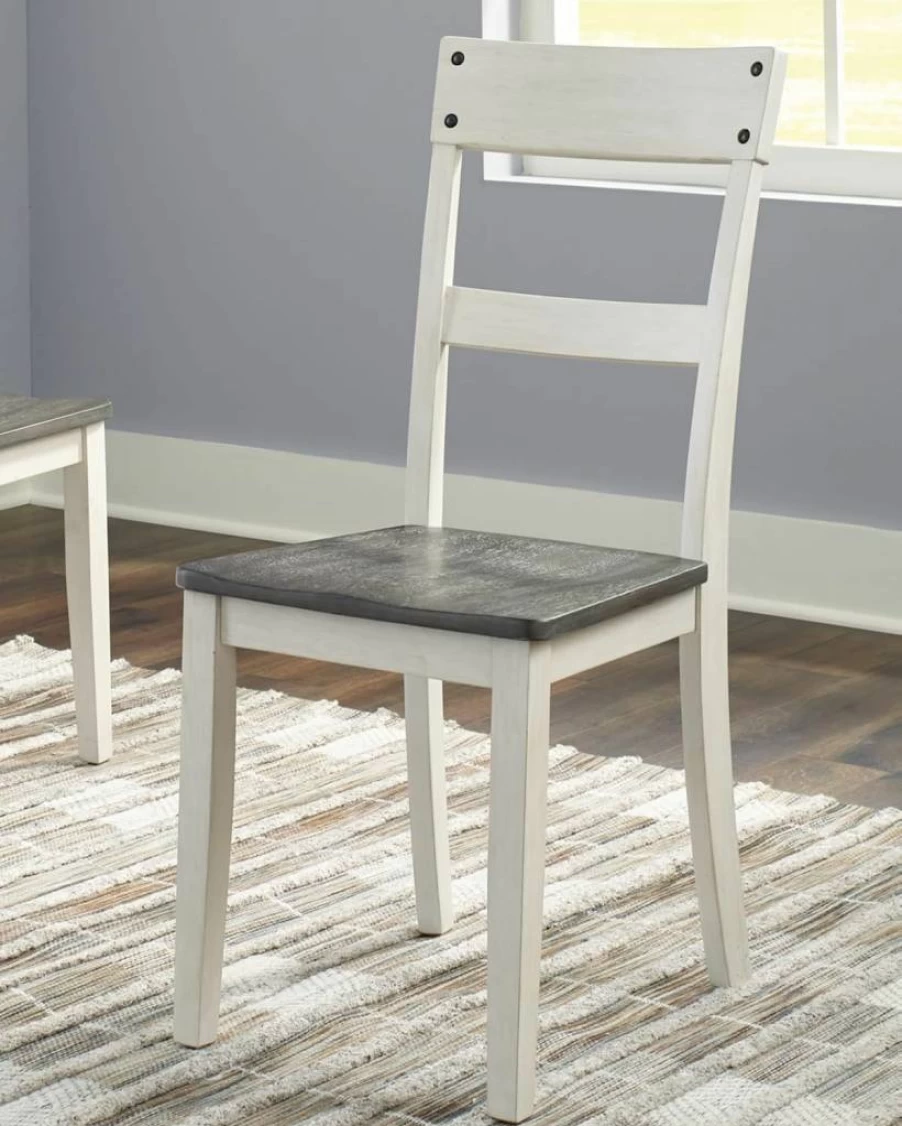 Signature Design by Ashley Loratti Modern Farmhouse Weathered Wood Dining Chairs - Set of 2, Gray, 18 Inch Height
